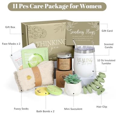 Thinking of You Care Package for Women - Get Well Soon GBasket for Sick Friend After Surgery Gifts Feel Better Gifts for Women, Sympathy Gift Baskets Sending Hugs, Self-Care Spa Gifts - Image 2