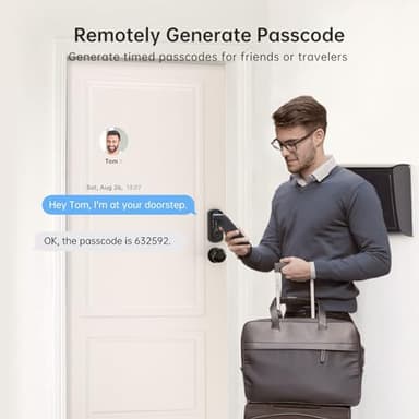 WiFi Smart Door Lock Set: Hornbill Keyless Entry Door Lock Deadbolt with Handle Set Fingerprint Front Door Lock with 2 Knobs Alexa Bluetooth Remote Code Auto Lock for Home Hotel Security Black - Image 5