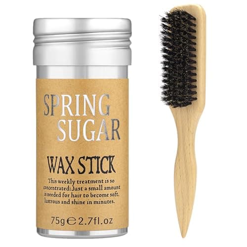 SPRINGSUGAR Slick Back Hair Brush & Hair Wax Stick Set for Slick Back – Boar Bristle Brush for Sleek, Control, Flyaways & Baby Hairs – Wax Stick for Women Sectioning & Parting - Image 1