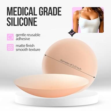 Nipple Covers For Women-Sticky Bra Alternative, Dermatologist Approved, Reusable Silicone Pasties, Breast Petals A-DD For Strapless & Backless Wear Nude - Image 9