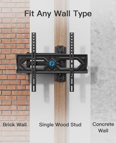 Pipishell Full Motion TV Wall Mount for 26-60 Inch Flat Curved TVs, Heavy Duty Single Articulating Arms TV Bracket Up to VESA 400x400mm and 77lbs, Support Swivel, Tilt, Level Adjustment - Image 3