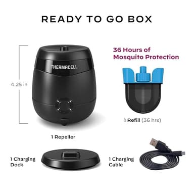 Thermacell Mosquito Repellent E-Series Rechargeable Repeller; Patio Shield 20’ Mosquito Protection Zone; Includes 36-Hr Repellent Refill; No Flame or Scent; Bug Spray and Bug Zapper Alternative - Image 6