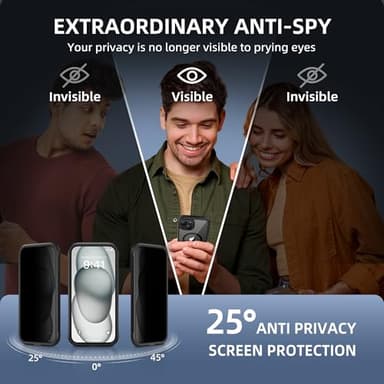 TIESZEN for iPhone 15 Plus Case, Compatible with MagSafe, Built-in Privacy Screen Protector and Camera Protection, Anti Spy Full Body Dustproof Shockproof Hard Phone Case 6.7", Black - Image 2