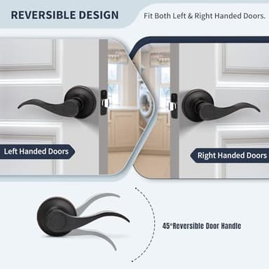 LOQRON Wave Style Door Lever, 10 Pack Wholesale Passage Door Handle Without Key and Lock, Oil Rubbed Bronze Keyless Interior Lever Reversible for Left/Right Handed for Hallway and Closet - Image 6