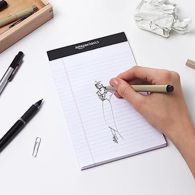 Amazon Basics Narrow Ruled Lined Writing Note Pad, 5 inch x 8 inch, White, 12 Count (12 Pack of 50 pages - Image 5