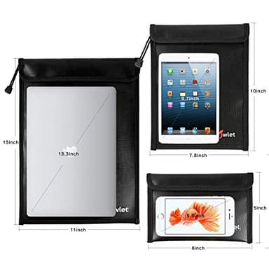 FunOwlet Fireproof Waterproof Document Bag, Fire and Water Resistant Safe Zipper Storage Organizer Pouch for A4/A5 Documents Holder, File, Cash, Jewelry, Passport, Tablet, Laptop, 3 Pack (Black) - Image 2