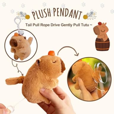 Capybara Plush Gifts for Girls 4 5 6 7 8 9 10+ Years Old, Kids Cute Capybara Toys with Stuffed Animal/Keychain/Bag/Bath Towel/Hair Pins/Bracelet/Headband, Christmas Birthday Plush Toys Set - Image 3