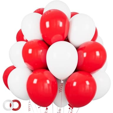 100pcs Red and white balloons 12 Inch Thickened Latex Red white Balloons for Mother's Day Decoration Valentine's Day Birthday Wedding Mother's Day Christmas Party Decorations - Image 1