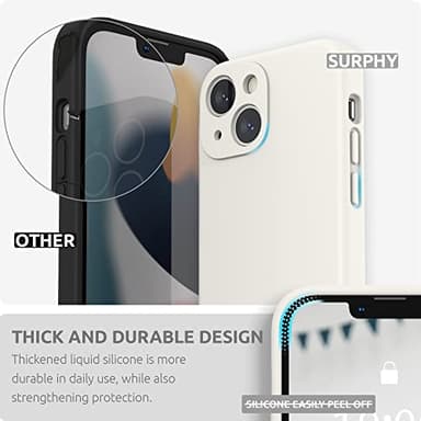 SURPHY Compatible with iPhone 13 Mini Case with Screen Protector, (Camera Protection & Soft Microfiber Lining) Liquid Silicone Phone Case 5.4 inch 2021, White - Image 3