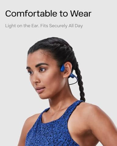 SHOKZ OpenRun with USB-C Charging - Open-Ear Bluetooth Bone Conduction Sport Headphones - Sweat Resistant Wireless Earphones for Workouts and Running - Built-in Mic, with Hair Band - Standard - Blue - Image 3