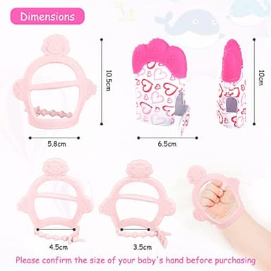 Vicloon Silicone Teething Mitt, 2Pcs Teething Mitten with Adjustable Strap, Crinkle Sound and Textured, Self Soothing Baby Chew Toys for 0-6month Infant - Image 2
