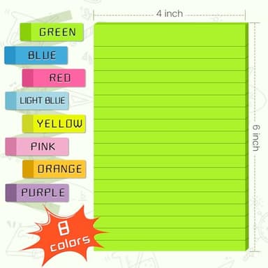 (8 Pads) Lined Sticky Notes 4x6 in Post, 8 Colors Self Sticky Notes Pad Its, Bright Post Stickies Colorful Big Rectangular Sticky Notes for Office, Home, School, Meeting, 40 Sheets/pad - Image 2