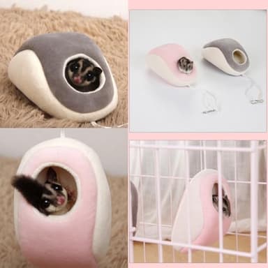 TTMIMIK Hamster Bed Hideout Hamster House Cute Habitat Warm & Cozy Cage Hammock Set Small Pet Cage Hammock Small Pet Washable (Grey, M) - Image 6