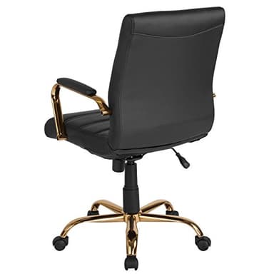 Flash Furniture Whitney Mid-Back Swivel LeatherSoft Desk Chair with Wheels, Padded Seat and Armrests, Adjustable Height Padded Office Chair, Black - Image 12