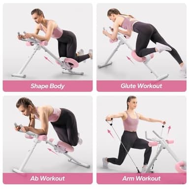 MERACH Ab Machine, Ab Workout Equipment, Adjustable Ab Trainer Machine for Abs Workout at Home Gym, Foldable, Knee Protection, Abdominal Trainer for Stomach Workout (Pink) - Image 2
