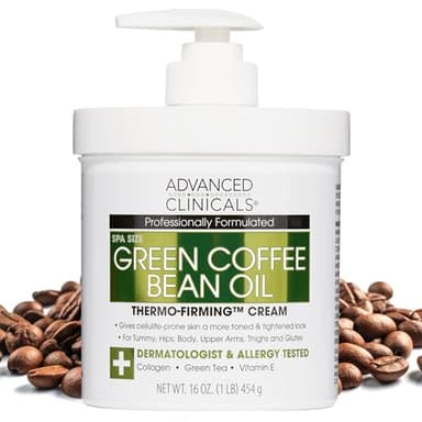Advanced Clinicals Green Coffee Bean Thermo - Firming Body Lotion | Caffeine Infused Collagen Cream Moisturizer & Body Cream For Women, Stomach, Legs, & To Improve Look Of Textured Crepey Skin, 16 Oz - Image 1