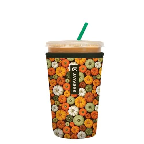 Sok It JavaSok Iced Coffee & Cold Soda Insulated Neoprene Cup Sleeve (Pumpkin Spice, Medium: 22-28oz) - Image 1