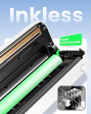 Portable Printers Wireless for Travel, Inkless Thermal Printer Support 8.5" X 11" US Letter & A4 Size, Mobile Bluetooth Printer Compatible with iOS, Android & Laptop for Home Office Car (White) - Image 4