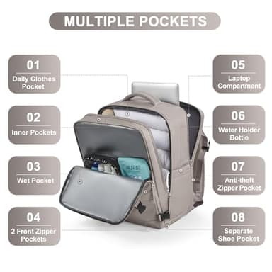 Large Travel Backpack - Carry On Flight Approved Mochila De Viaje - 18x14x8 Inches - Personal Item Travel Bag for Men & Women - Image 4