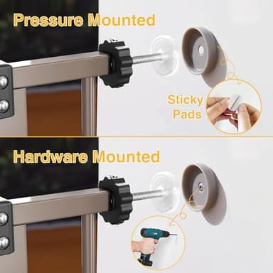 InnoTruth Baby Gate for Stairs 28.9-42.1" Wide, 30" Tall Easy Step Walk Through Expandable Dual Lock Dog Gates for The House, Metal Pressure Mounted Easy Install Pet Gate for Dogs, Brown - Image 8