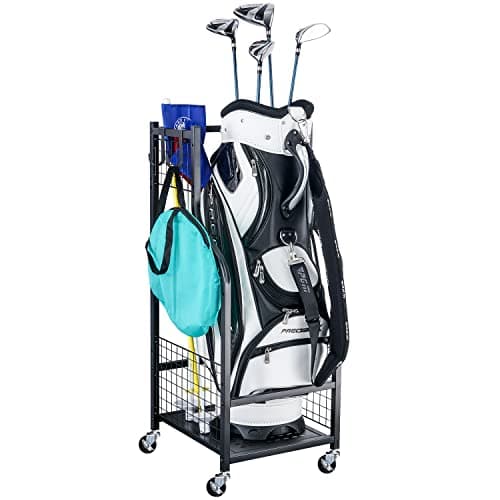 Mythinglogic Golf Bag Storage Organizer Rack-Golf Clubs Organization for Garage, Golf Bag Stand with Movable Hanging Hooks, Golf Equipment and Accessories Storage Racks for Garage,Shed,Basement - Image 1