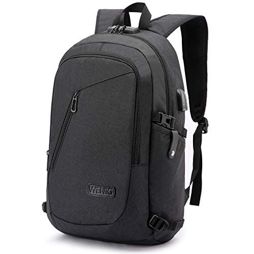 WENIG Anti-Theft Travel Laptop Backpack with USB Charging Port Lock,Water Resistant Slim Work Computer Bag for Men College Bookbags Fits 15.6 Inch Laptop - Image 1