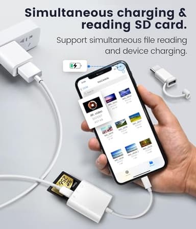 SD Card Reader for iPhone iPad, Oyuiasle Digital Trail Camera SD Card Viewer with Dual Slot for MicroSD/SD, Lightening&USBC Dual-Connector Memory Card Adapter for Photography, Plug and Play - Image 6