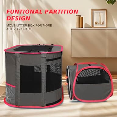 PETEASE Multi-Purpose Cat Enclosure Playpen - Foldable Indoor & Outdoor Cat Kennel with Private Bathroom, Water Bottle, Teasing Stick, Litter Box, and Waterproof Mat - Image 2