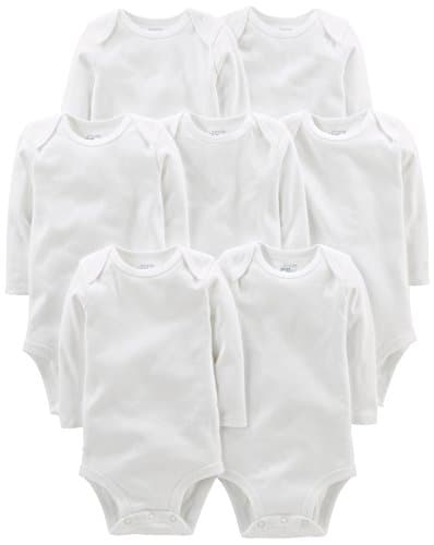 Simple Joys by Carter's Baby 7-Pack Long Sleeve Bodysuit, White, 24 Months - Image 1