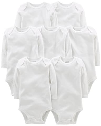 Simple Joys by Carter's Baby 7-Pack Long Sleeve Bodysuit, White, 24 Months - Image 1