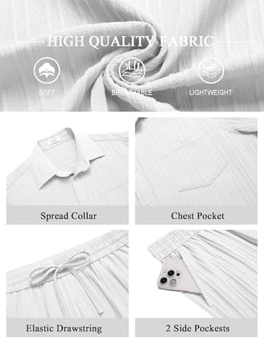 COOFANDY Men's Summer Short Sets Vacation Outfit Casual Button Down Shirt Beach Wedding Attire - Image 5