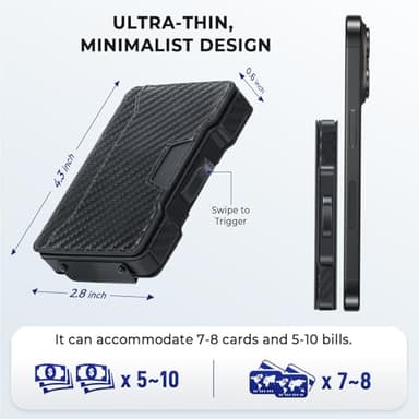 BESSIO Slim Wallet for Men - Minimalist Mens Wallet with Money Clip, Aluminum Pop Up Card Case and Leather Slots Credit Card Holder RFID Blocking Wallet for Men with Gift Box - Image 5