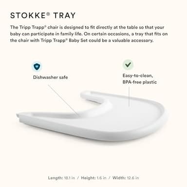 Stokke Tripp Trapp High Chair 2 (Natural), Cushion 2 (Nordic Grey) + Stokke Tray (White) - Includes Chair + Baby Set with Removable Harness for Children 6-36 Months - Image 4