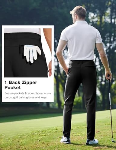 SPECIALMAGIC Work Pants for Men Outdoor Pants Stretch Casual Ripstop Pants Golf Tapered Lightweight Pockets Black,36-32 - Image 4