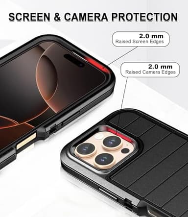 Paprose for iPhone 16 Pro Max Case Heavy Duty 3-Layer[Shockproof][Dropproof][Dust-Proof] Military Grade Rugged Full Body Protection Cover Case for Apple iPhone 16 Pro Max 5G 6.9 inch,Black - Image 4