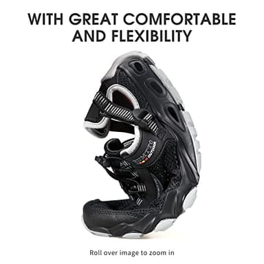 HUMTTO Men's Amphibious Water Shoes - Outdoor Hiking Sandals for Men Summer Non-Slip Quick Drying Water Sandals River Shoes 7.5-8 Black/Grey - Image 4