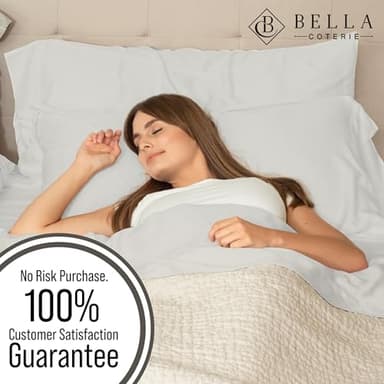 Bella Coterie Luxury Bamboo Viscose Queen Size Sheet Set | 100% Organically Grown | Ultra Soft | Cooling for Hot Sleepers | 18" Deep Pocket [Grey Mist] - Image 5