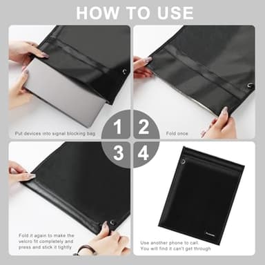 Large Faraday Bags Emp Proof for Car Keys & Phone & Tablets & Laptop & Key Fob - 5 Pack Faraday Cage Faraday Key Fob Protector Faraday Pouch, Anti-Tracking Anti-Hacking, RFID Signal Blocker (Black) - Image 7