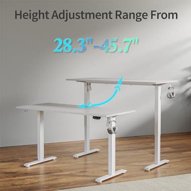 Agilestic Electric Standing Desk, 55 x 24 Inches Height Adjustable Desk, Sit Stand up for Work Office Home, Ergonomic Rising Computer Table with Memory Preset, White - Image 6