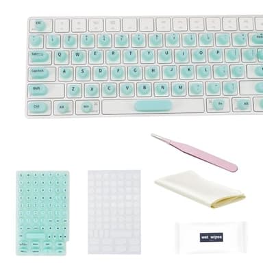 Raised Keyboard Stickers for Long Nails with Letters - Heart-Shaped Antistatic Silicone Protective Cover with Tweezers, Wet Wipes, Dry Towel & Jelly Glue, Ideal for Typing, Gaming & Nail Art (70 Pcs) - Image 1