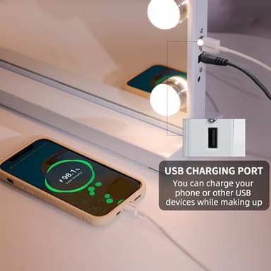 Hansong Vanity Mirror with Lights and Speaker22.8''x18.4'' Hollywood Makeup Mirror with 15 LED Bulbs Lighted Vanity Nakeup Mirror 3 Lighting Modes 10X Magnification White - Image 5