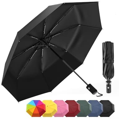 Rain-Mate Windproof Compact Umbrellas for Rain - Strong Reinforced Fiberglass Rib Design & Auto Open & Close - Portable Folding Travel Umbrella - Lightweight & Packable for Women & Men, Easy Collapse - Image 1
