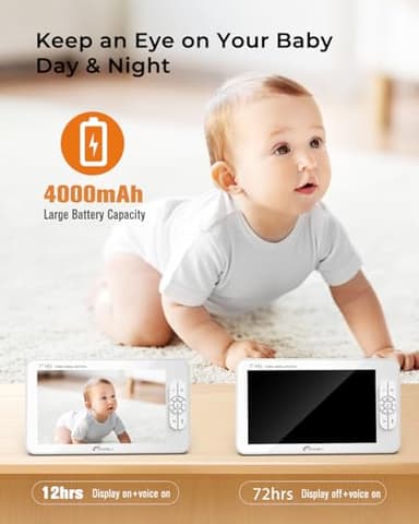 iFamily 7" Large Split Baby Monitor with 2 HD Cameras and Audio, 1080P HD Video Baby Monitor No WiFi,Hack Proof - Image 4