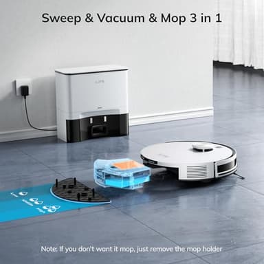 ILIFE A30 Pro Robot Vacuum and Mop, Self Emptying Station for 60 Days, 5000Pa Suction, LiDAR Navigation, No-Go Zones, 2.4G WiFi/App/Alexa/Remote Control, Roller Brush for Carpet, Hard Floors, 110V - Image 6