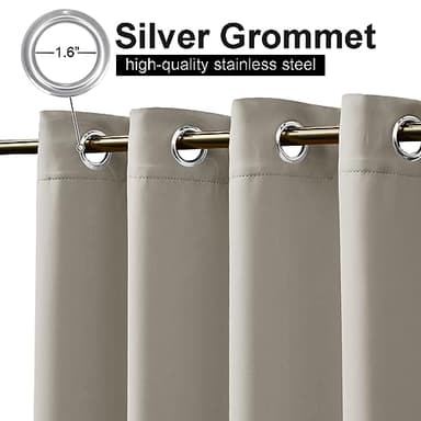 NICETOWN 2 Panels Outdoor Curtains for Patio Waterproof 108 inches Long, Windproof Thermal Insulated Top & Bottom Grommet Blackout Outdoor Drapes Cold & Heat Blocking for Porch, Natural, W52 x L108 - Image 3