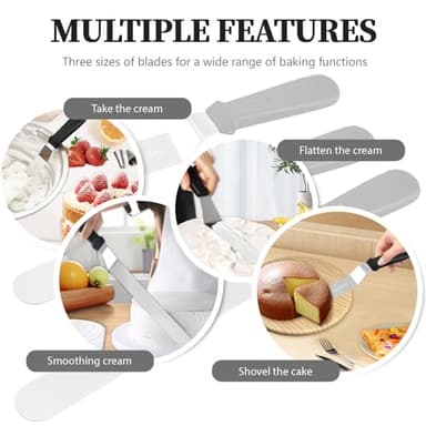 3PCS Angled Icing Spatula Set, 6"+8"+10"Offset Spatulas for cake decorating,Stainless Steel Offset Spatula Cake Decorating Spatula Set for Icing,Frosting Smooth Cake - Image 5