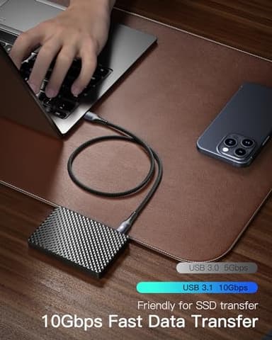 CONMDEX Android Auto USB Cable [Upgrade, 3ft, 2Pack] 10Gbps USB 3.1 Gen 2 USB A to USB C Data Transfer Type C Cord, 3A Fast Charging CarPlay Cable for iPhone 17 16 Pro Max, Galaxy S25 Ultra S25+ - Image 2