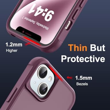 SKYLMW Compatible with iPhone 14 Plus Case with Invisible Magnetic O-Ring Stand Military-Grade Translucent Case for iPhone 14 Plus 6.7" [Compatible with Mag-Safe][Great Grip Feeling], Wine Red - Image 6