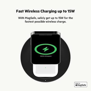 Belkin MagSafe 2-in-1 Wireless Charging Stand for Apple iPhone 13, 14, 15, 16, & AirPods - Fast Charging Station for Multiple Devices - Black - Image 5