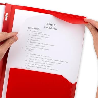 Five Star 2-Pocket Folder, Plastic Folder with Stay-Put Tabs and Prong Fasteners, Holds 8-1/2" x 11" Paper, Fire Red (72109) - Image 4